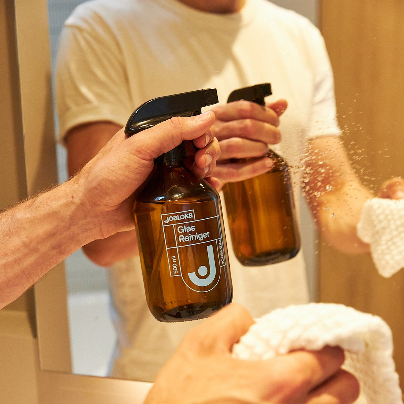 Glasreiniger - stylische Braunglas-Mehrwegflasche für 500 ml - entspricht 1 Tab
