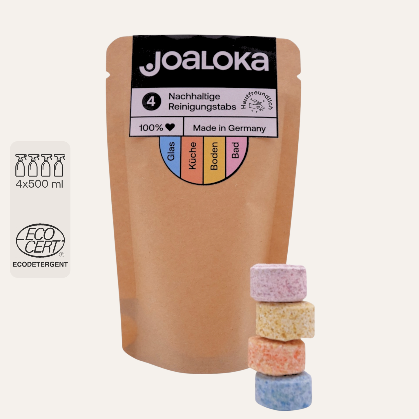 4er Tabs-Mix Starterpack - Glas, Küche, Boden, Bad - ergibt 4 x 500 ml Reiniger