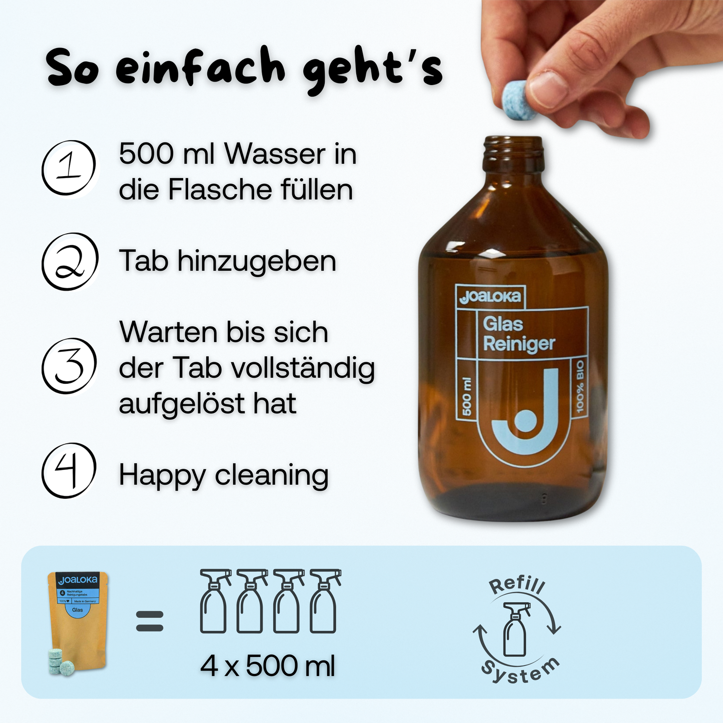 4 Glasreiniger-Tabs - ergibt 4 x 500 ml Reiniger
