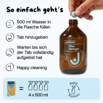 4 Glasreiniger-Tabs - ergibt 4 x 500 ml Reiniger