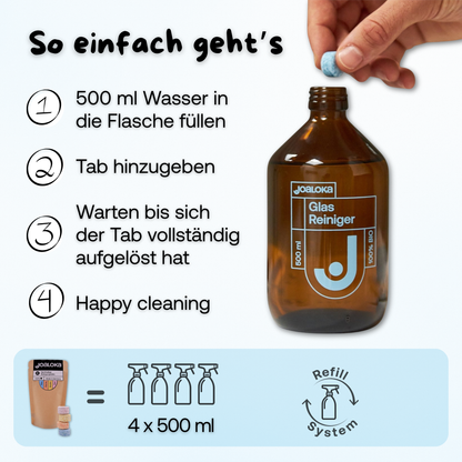 4er Tabs-Mix Starterpack - Glas, Küche, Boden, Bad - ergibt 4 x 500 ml Reiniger