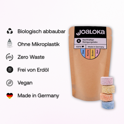 4er Tabs-Mix Starterpack - Glas, Küche, Boden, Bad - ergibt 4 x 500 ml Reiniger